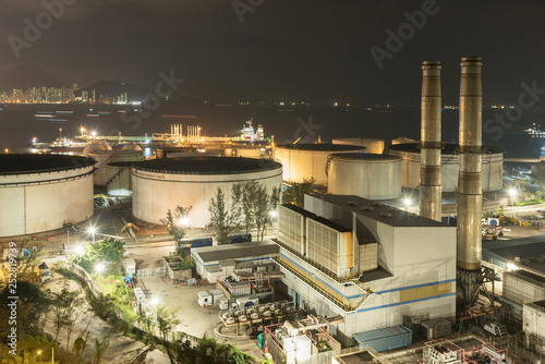 Power plant in Hong Kong at night