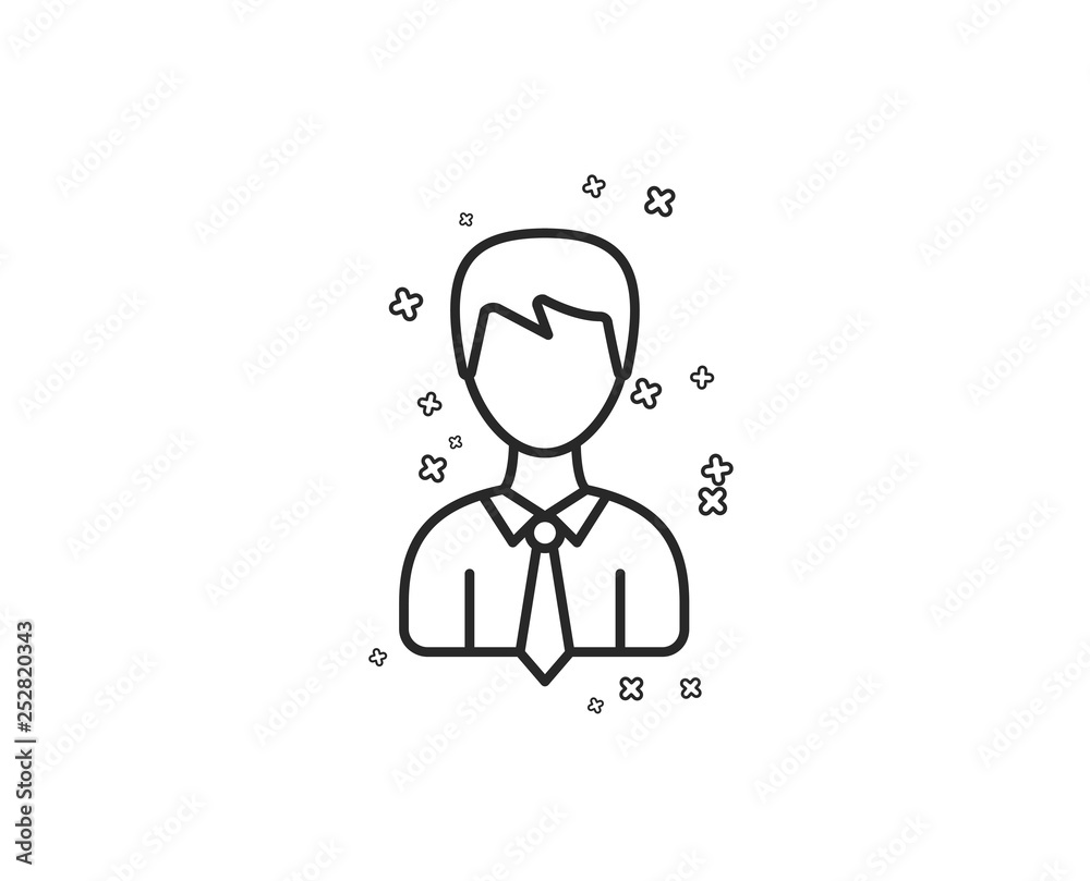 Male User line icon. Profile Avatar sign. Businessman Person silhouette symbol. Geometric shapes. Random cross elements. Linear Businessman icon design. Vector Male User line icon. Profile Avatar sign. Businessman Person silhouette symbol. Geometric shapes. Random cross elements. Linear Businessman icon design. Vector