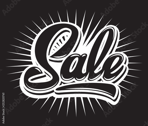 Stylish calligraphic red lettering sale on the background