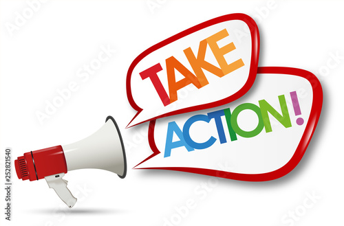 take action word and megaphone photo