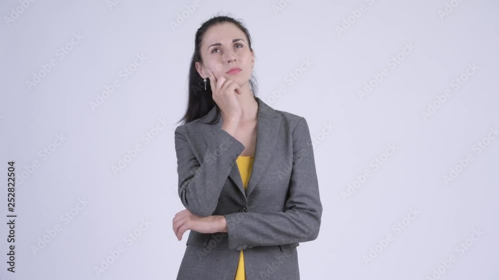 Young beautiful businesswoman thinking Young beautiful businesswoman thinking