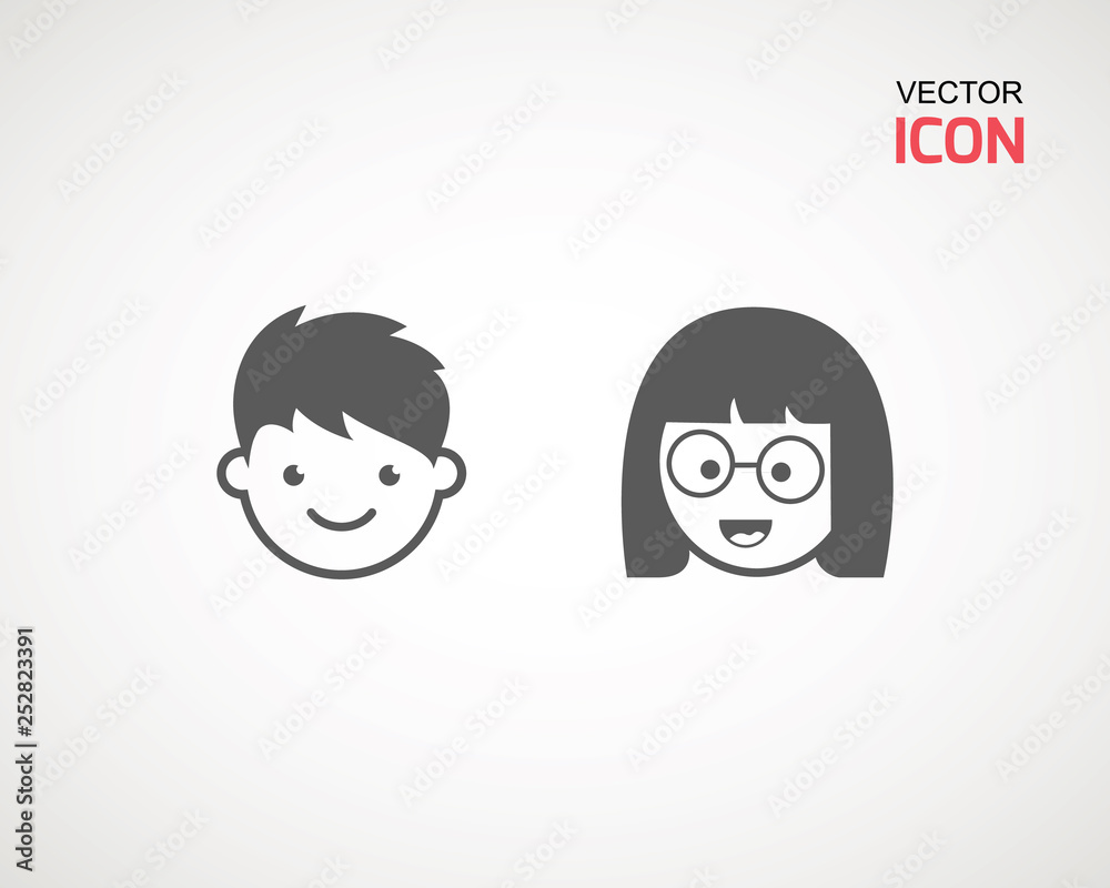 girl and boy icon on white background. child symbol . Kids icons , children vector illustration. girl and boy icon on white background. child symbol . Kids icons , children vector illustration.