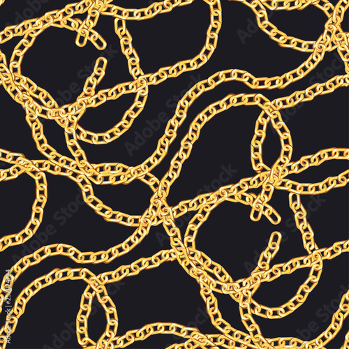 Golden chain vector seamless pattern