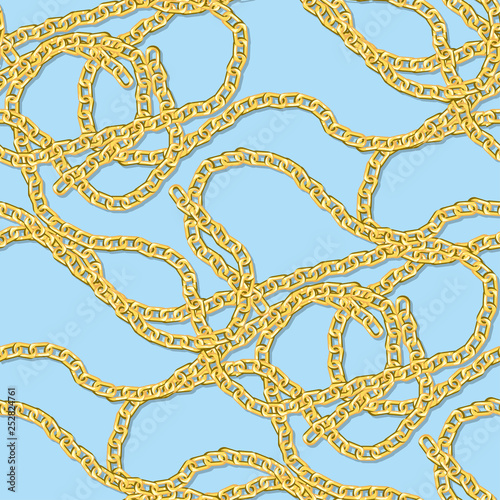 Golden mixed chain seamless pattern