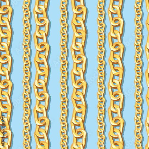 Gold cartoon chain seamless pattern