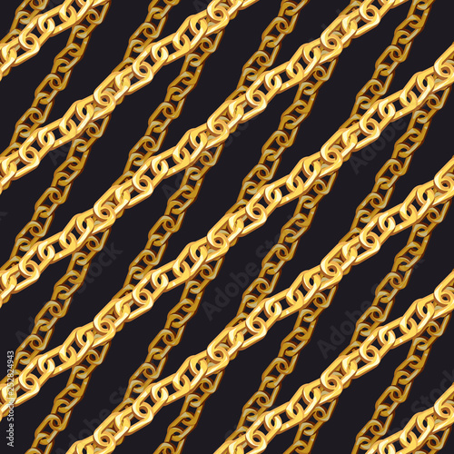 Golden zigzag chain seamless pattern