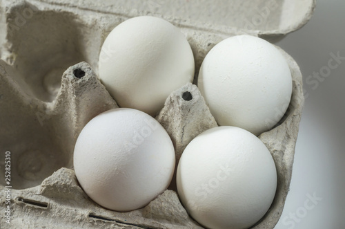 Large white eggs on a white background.