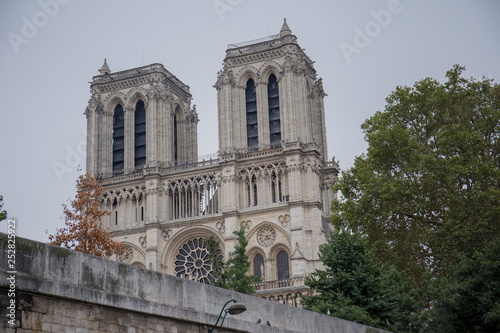 Notre Dame de Paris building in Paris view from the river