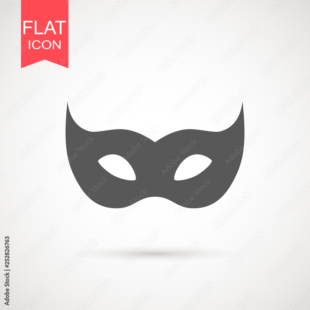 Carnival mask icon black silhouette isolated on white background. Mask with feathers pictogram. Vector illustration flat design Carnival mask icon black silhouette isolated on white background. Mask with feathers pictogram. Vector illustration flat design