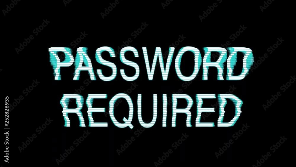 PASSWORD REQUIRED text on the RETRO VHS TV SCREEN with glitch effect. A retro VHS Screen featuring Denied text. Glitch Effect PASSWORD REQUIRED text on the RETRO VHS TV SCREEN with glitch effect. A retro VHS Screen featuring Denied text. Glitch Effect