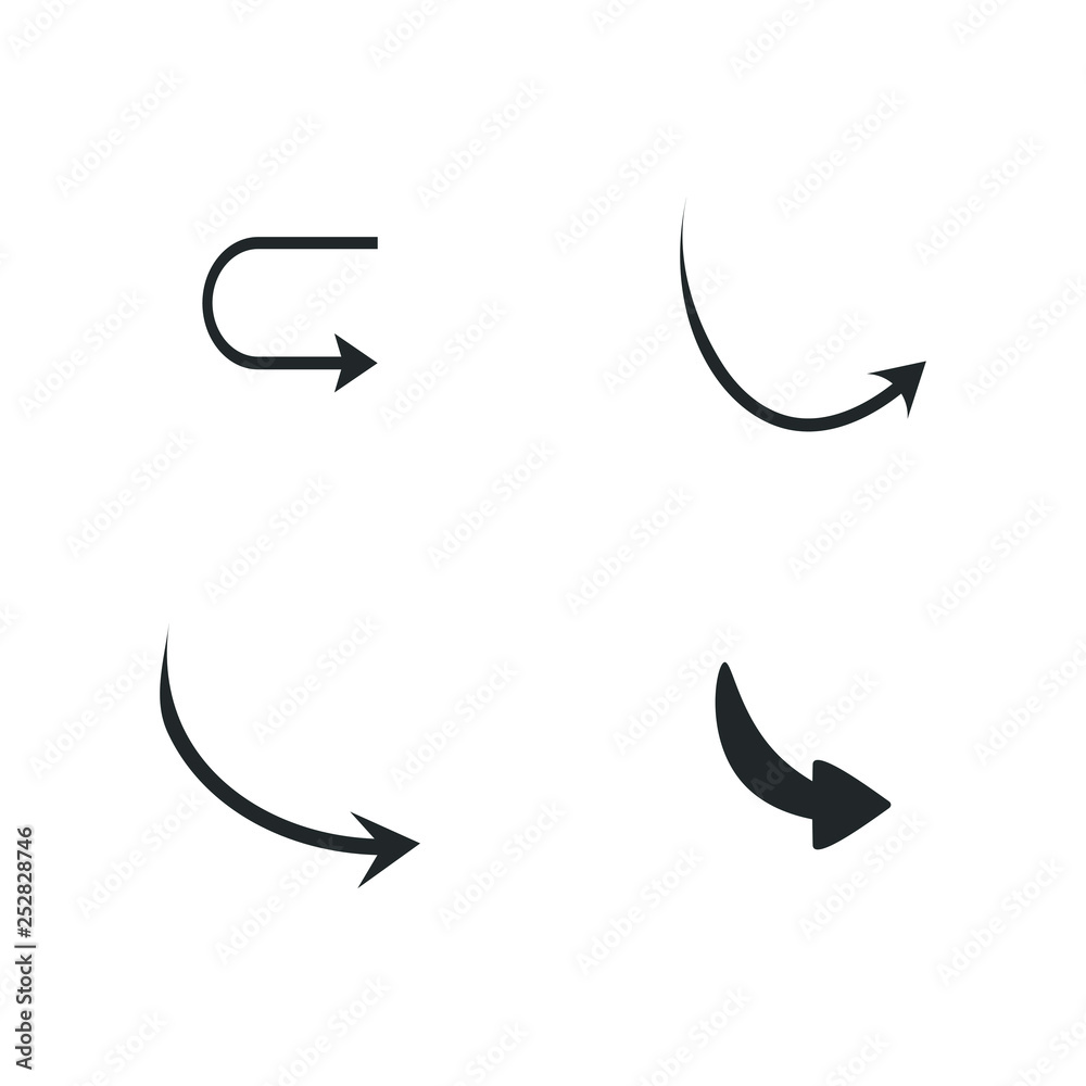 Obraz premium Vector illustration of curved arrow icons. curved arrow icons set. curve icons