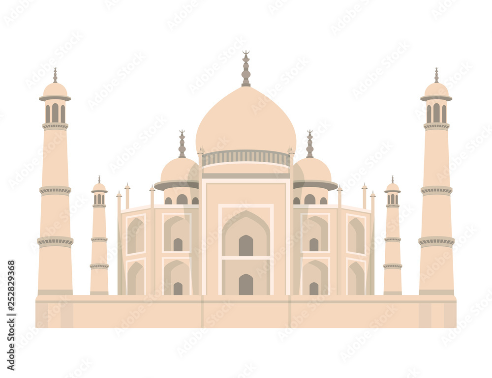 Taj mahal India vector design illustration. Concept art.