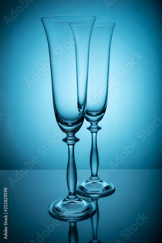 two empty champagne glasses