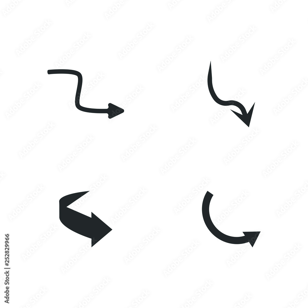 Fototapeta premium Vector illustration of curved arrow icons. curved arrow icons set. curve icons