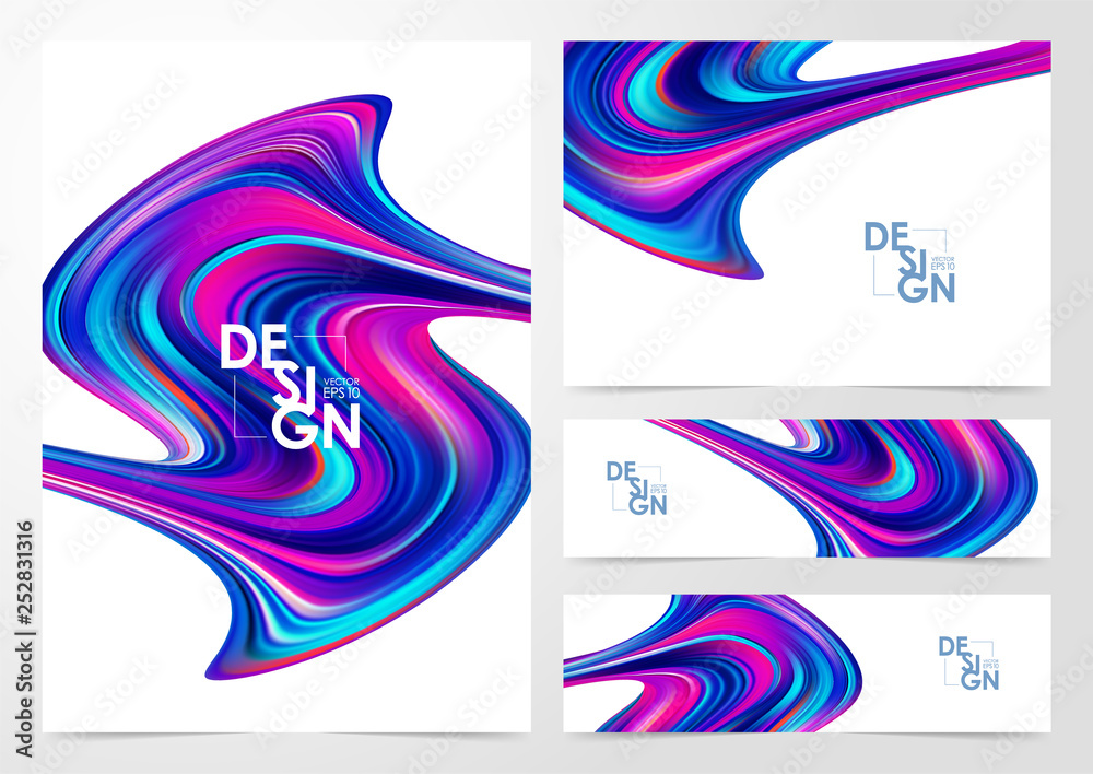 Set of Modern color flow backgrounds. Abstract wave liquid shape. Template for your design Set of Modern color flow backgrounds. Abstract wave liquid shape. Template for your design