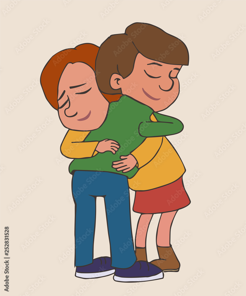 Hugging cartoon