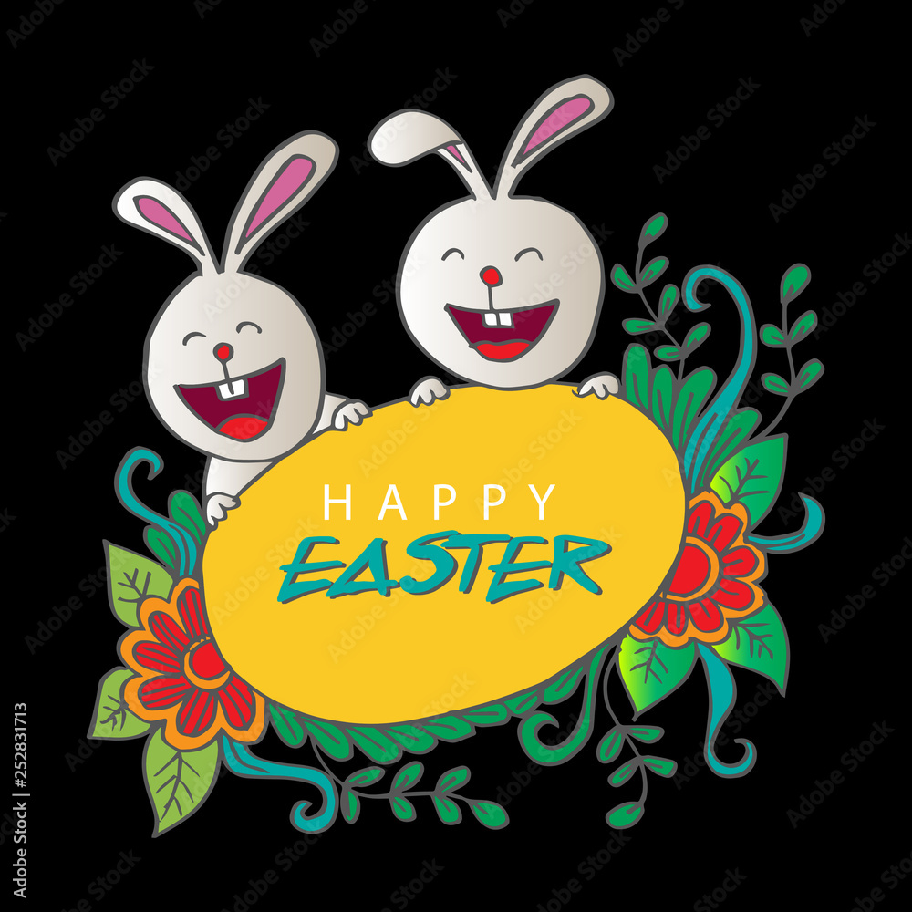 Happy Easter with cute rabbit	