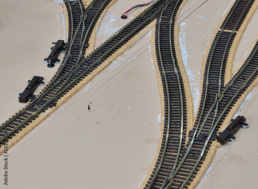 Naklejka premium Model railway building showing point motors and track