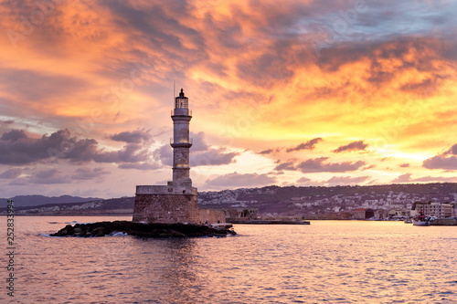 The ancient lighthouse in the Chania city (Greece, island Crete)
