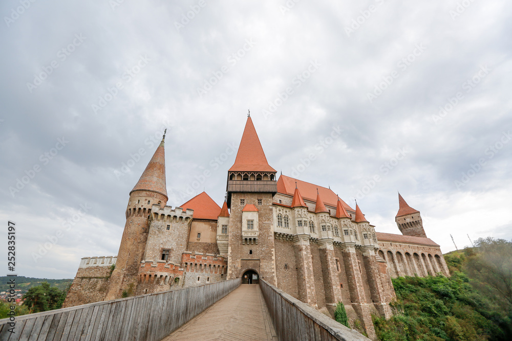 Panoramic view of a medieval castle in Romania