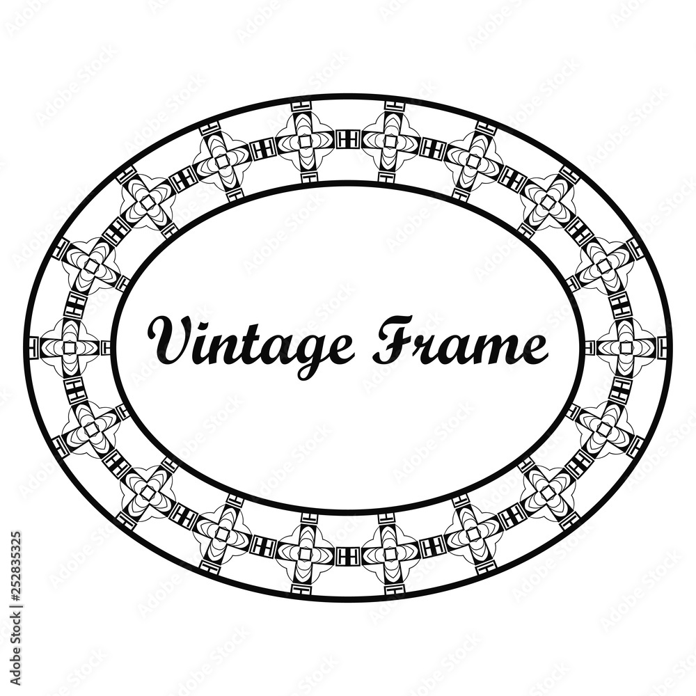 Oval ornamental art deco frame