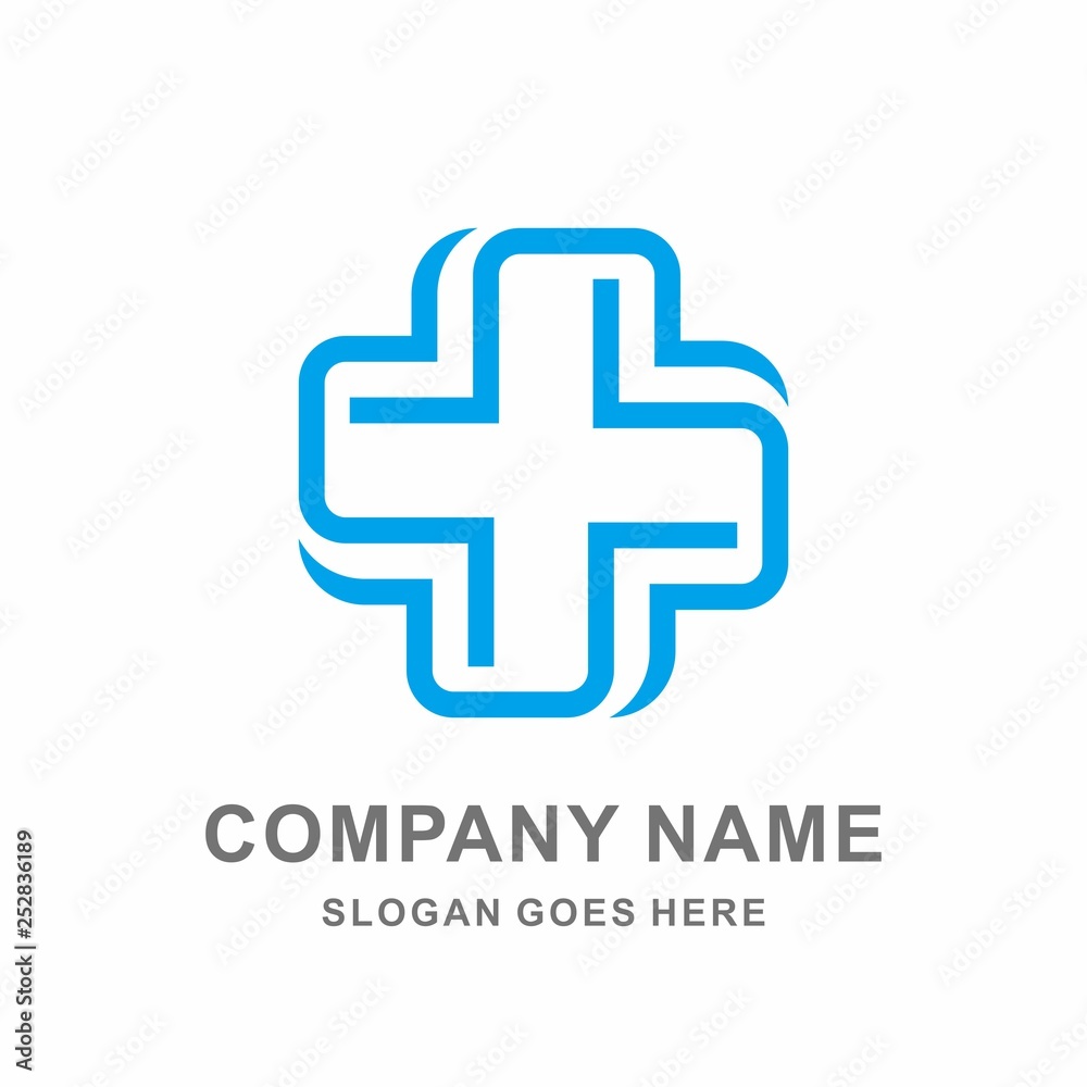 Obraz premium Medical Pharmacy Healthcare Geometric Cross Hospital Clinic Wellness Business Company Stock Vector Logo Design Template