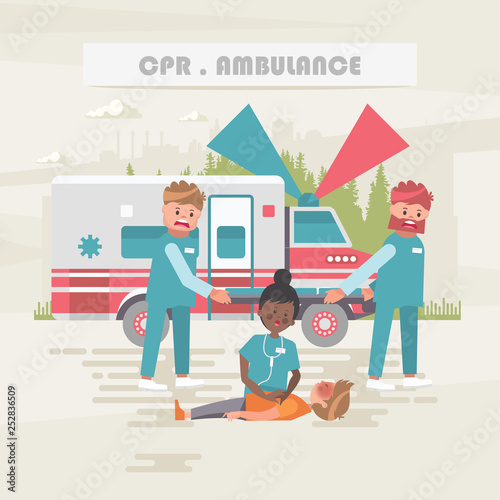 CPR. Ambulance. Medical vector concept. Healthcare and treatment illustration.