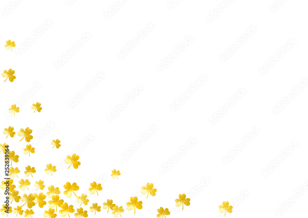 St patricks day background with shamrock. Lucky trefoil confetti. Glitter frame of clover leaves. Template for gift coupons, vouchers, ads, events. Greeting st patricks day backdrop St patricks day background with shamrock. Lucky trefoil confetti. Glitter frame of clover leaves. Template for gift coupons, vouchers, ads, events. Greeting st patricks day backdrop