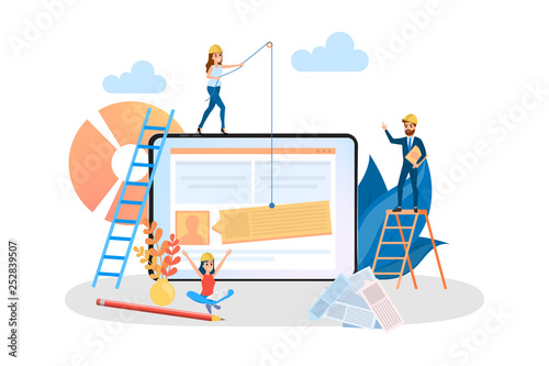 Website development web banner. Support and development team