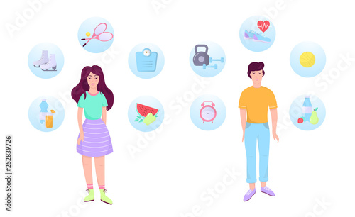 Healthy lifestyle infographic. Sport and fitness, healthy