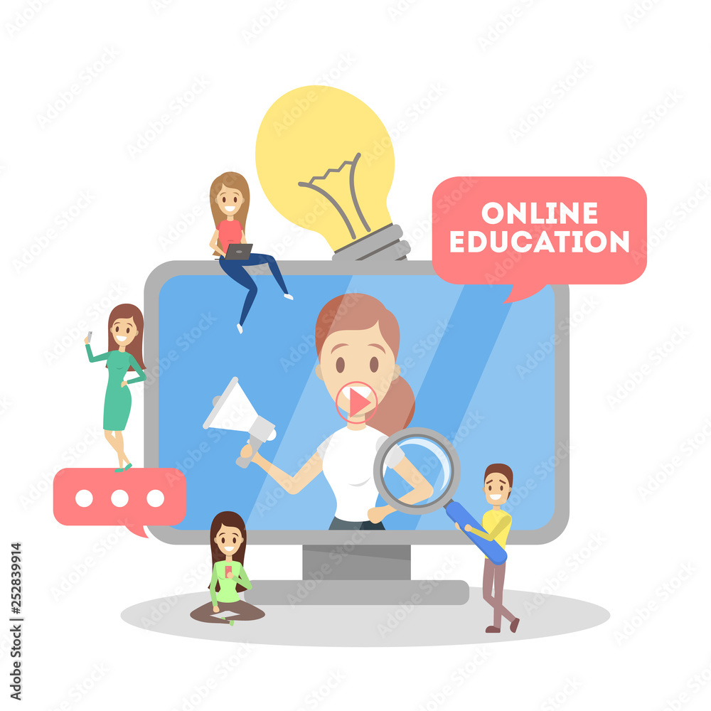 Education web banner. E-learning and remote training