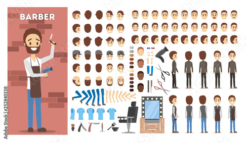 Barber character set for the animation with various views