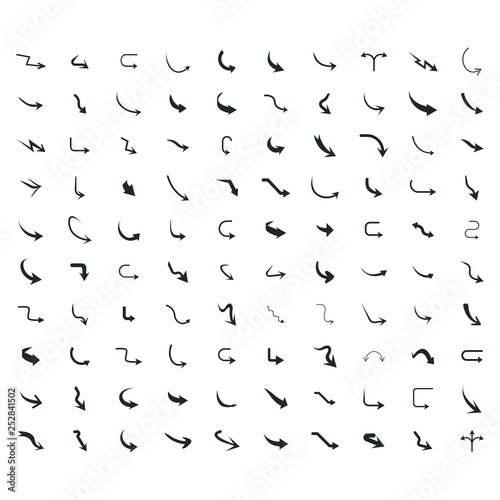 Vector illustration of curved arrow icons. curved arrow icons set. curve icons