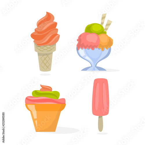 Ice cream set. Collection of delicious cold