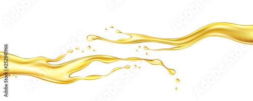 Oil splashing isolated on white background. Realistic vector illustration