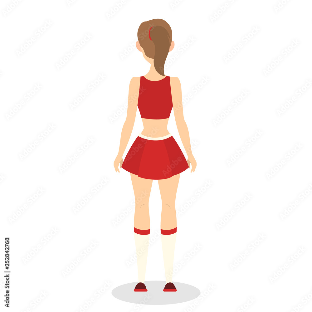 Beautiful cheerleader standing in uniform. Female character Beautiful cheerleader standing in uniform. Female character