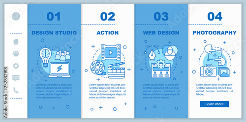 Design studio onboarding mobile web pages vector template