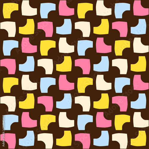 Seamless pattern with alternate colorful geometric elements.