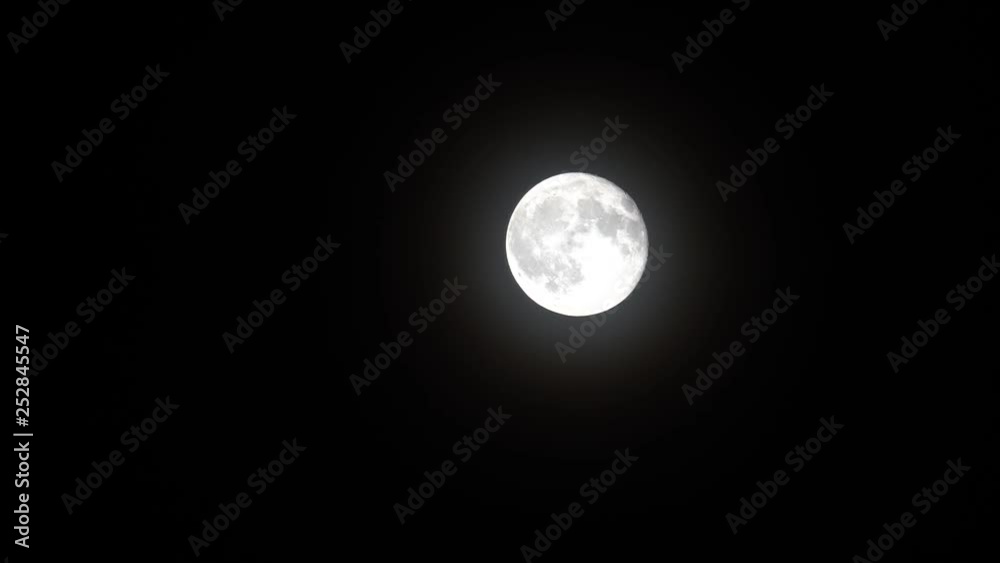 Bright Full Moon Shining in a Clear Night Sky, No Clouds, Quiet Bright Full Moon Shining in a Clear Night Sky, No Clouds, Quiet