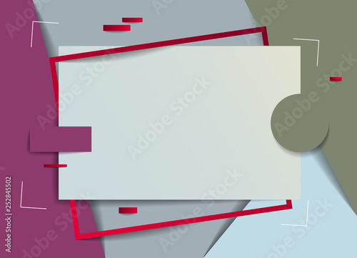 Frame with copy space for text design template, flyer, poster, card, banner, advertising layout, moderate colors and geometric shapes vector modern style paper cut 3d illustration.