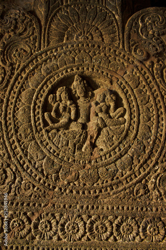 Medallion on pillar, Cave 2, Aurangabad caves, Western Group, Aurangabad, Maharashtra, India.