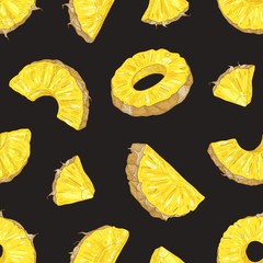 Keuken achterwand Ananas patronen Elegante ananasplakjes in vintage stijl  © Good Studio