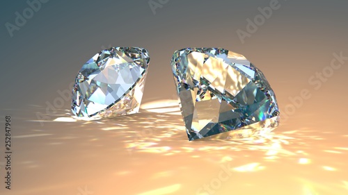Two diamonds jewel isolated...