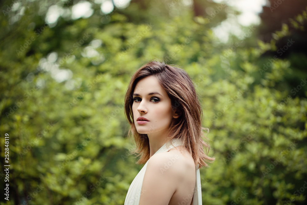 Woman face closeup. Pretty woman outdoors portrait Woman face closeup. Pretty woman outdoors portrait