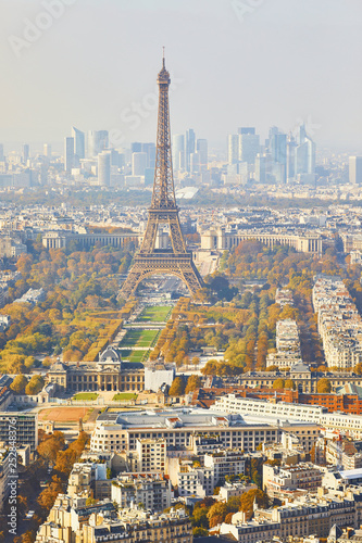 Aerial scenic view of central Paris