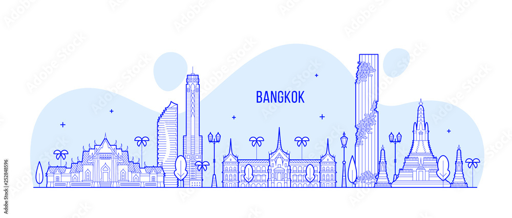 Fototapeta Bangkok skyline Thailand big city buildings vector