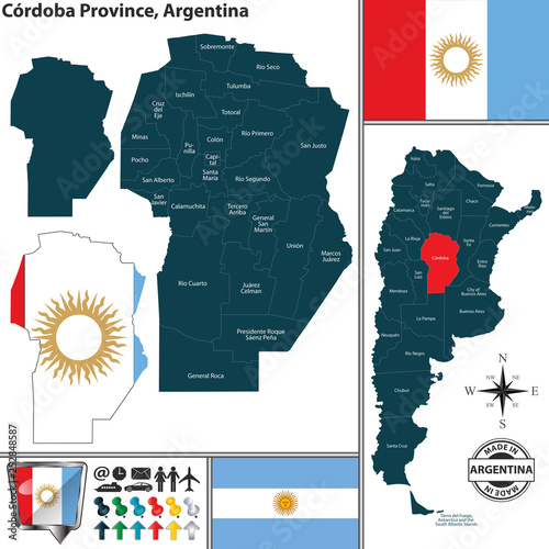 Map of Cordoba Province, Argentina