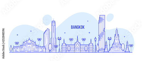 Bangkok skyline Thailand big city buildings vector photo