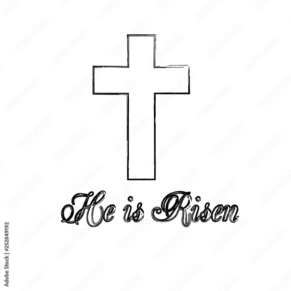 He is Risen text with cross on white background. Calligraphy lettering Vector illustration EPS10 - Vector He is Risen text with cross on white background. Calligraphy lettering Vector illustration EPS10 - Vector