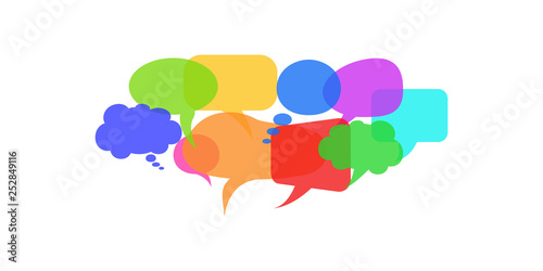 Set of dialogue speech bubbles. Social network chat, business concept. Flat style vector illustration